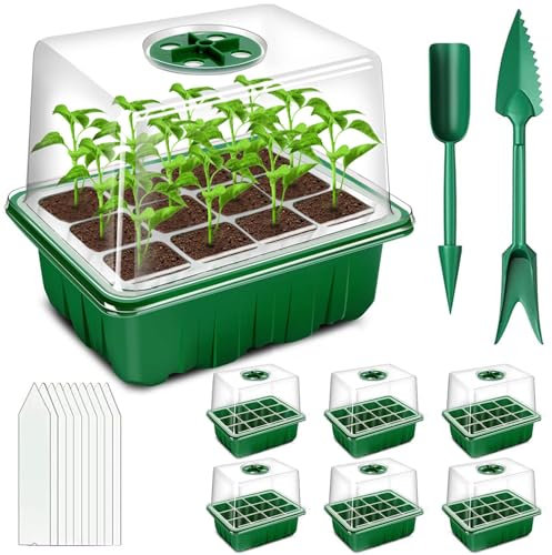 zociko Mini Serre pour Plantes, 6 Pièces 72 Cellules Intérieure Plateau Semis, Plateaux de Culture avec Couvercle, Propagateur, Bac à semis Pépinière Boîte de Culture pour Germination des Graines