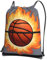 YYHWHJDE Basketball On Fire Rucksack mit Kordelzug, Reißverschluss, geeignet für Outdoor, Freizeit, Wandern, 15,3 x 45,7 cm (L x H), Schwarz, Einheitsgröße