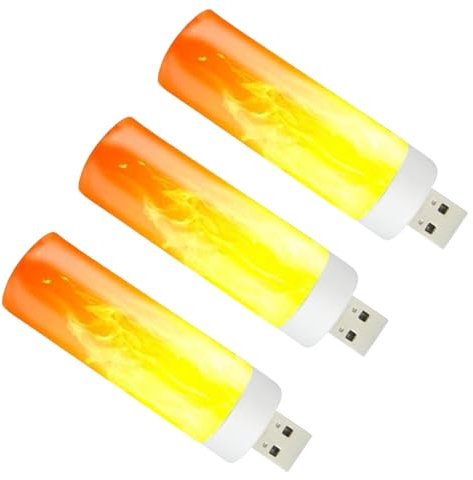 LED Flame Light - 1W USB Rechargeable LED Flame Effect Bulb, like Lantern, Natural Effect, Energy-Saving, Versatile Decor | Decorative Fireplace Light for Room, Party, Bar - White