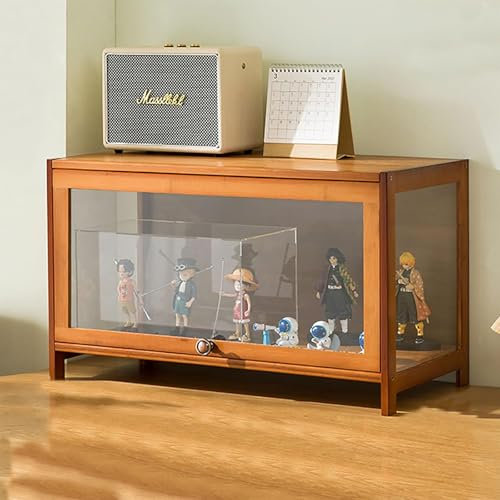 Hynbdes Glasvitrine, Wohnzimmervitrine, Vitrine, Starke Struktur, versiegelt und staubdicht, geeignet für Verschiedene Szenarien (eine Schicht Braun 80 * 33 * 40 dreiseitig transparent)