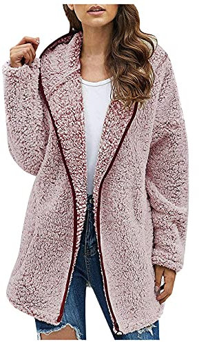Veste Polaire Femme Mi Longue Large Cardigan Chic Et Elegant Outdoor Veste De Ski Femme Polaire Plein Air Gilet Manteau Regular Doudoune Femme De Marque Hiver Marque Halloween 01 Rose S