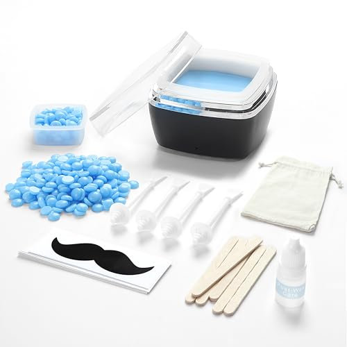 STORICANS Nose Wax Kit Men, Nose Hair Waxing Kit for Men,Portable Hair Removal Wax Warmer with 100g Wax, 10 Applicators, 30 NoseHair Sticks 1 Silicone Pots, 15-20 Times, Usb Rapid Heating, Black