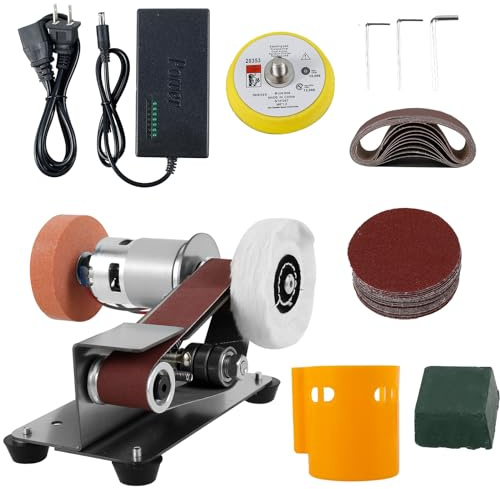 Mini Belt Sander 7 Adjustable Speed Knife Polishing Knife Sharpener Kit 15 Degree Belt Grinder Small Bench Grinder Kit Power Belt Sanders for DIY Wood Metal Working