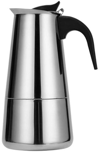 AUTUUCKEE 300ml(6 Cup) Moka Pot, Stainless Steel Induction Stovetop Espresso Maker, Kettle Stovetop Moka Espresso Maker with Ergonomic Insulated Handle for Office Home Coffee Lovers(Silver)
