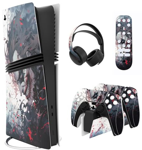 PlayVital Pegatina Completa para ps5 Pro Consola Digital & Disc - Vinilo Calcomanía Adhesiva para Mando, Auriculares, Estación de Carga y Control Remoto, Accesorios Protector Decal (Payaso Asesino)