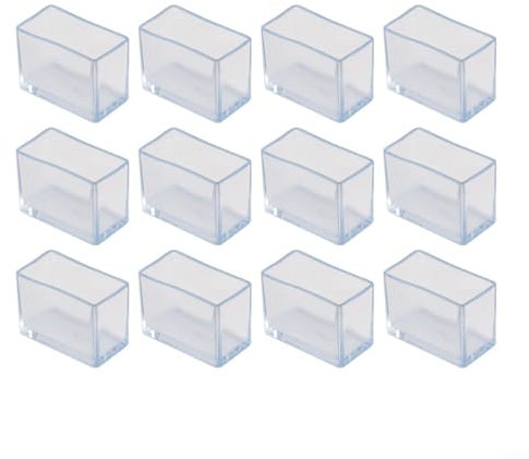 DAZZLEEX Lot de 12 protections de sol rectangulaires en silicone transparent pour pieds de chaise pour empêcher la table et les chaises de faire du bruit (15 x 30 mm)