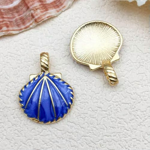 Lot de 10 pendentifs en Forme de Coquille Saint-Jacques Bleue pour la Fabrication de Bijoux, 10 pièces, 20 x 26 mm