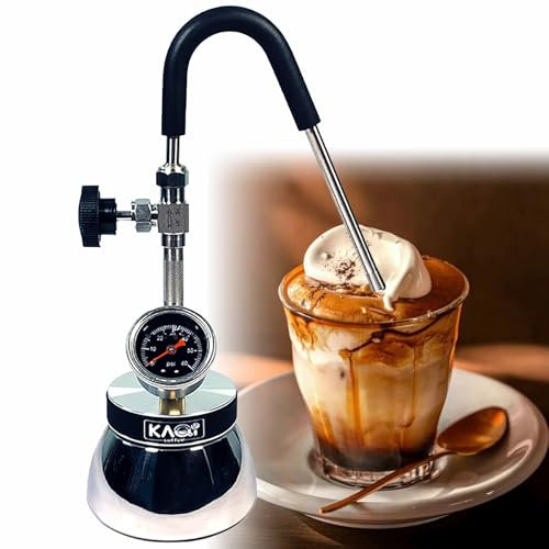 Steam Boiling Water Frothing Machine, Outdoor Commercial Milk Frother with 3-Hole Nozzle, Air Pressure Gauge, Stainless Steel Kettle, Open Flame & Induction Hob Heating