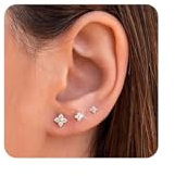 Set Orecchini Donna Oro, 3 Paia Placcati in Orecchini Piccoli, Set Orecchini Piccoli Donna Oro Zirconia Placcato Oro Anallergici, Orecchini per Più Lobi Forati