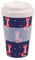 ECO CHIC Recycled Travel Coffee Cup 400ml Microwave Dishwasher Safe Plastic Travel Mug (Foxes Navy)