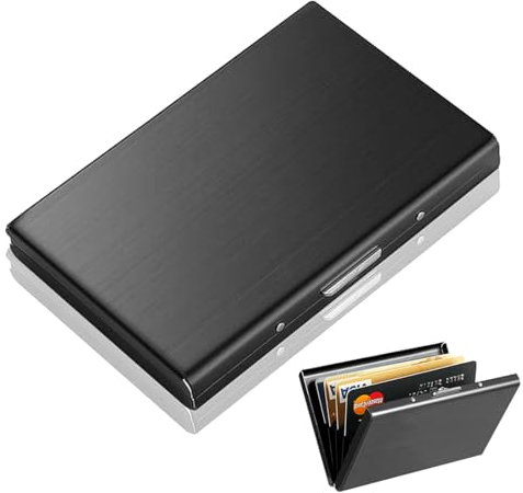 JEYORZY 1stk Visitenkartenetui, Schwarzer Edelstahl Visitenkarten Etui, Ultradünner Business Card Case, Visitenkarten Aufbewahrung Box, Ein Gesellschaftliches Must-Have für Unisex Etui Visitenkarten