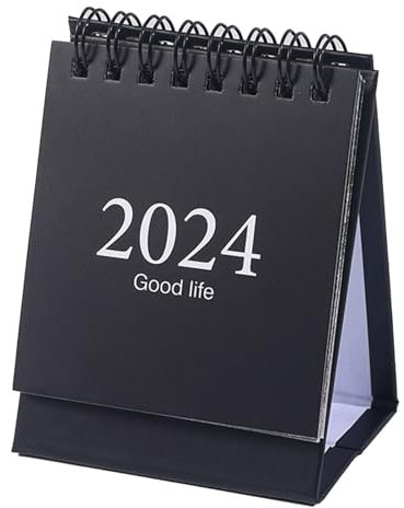 2024 Mini -Kalender -Doppel -Draht -Spulen -Desktop Daily Planer Home Office Planung 105x75mm (Black)