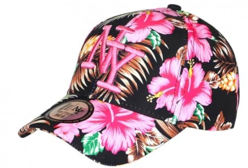 Hip Hop Honour Casquette Enfant Rose et Noire Fleurs Tropicales Baseball NY Hawai 7 a 12 Ans - Taille Unique - Noir