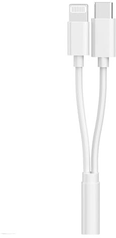 [Certificato Apple MFi] Adattatore USB C + Lightning a jack per cuffie da 3,5 mm, adattatore audio AUX per cuffie iPhone, USB tipo C a jack femmina da 3,5 mm, per iPhone 16, 15, 14, 13, Pro Max, 12