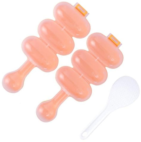 2 herramientas para moldes de bolas de arroz, coctelera de bolas de arroz, polipropileno naranja
