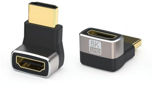 OIHCAZ Adattatore HDMI a 90 gradi 2.1, 8K @ 60Hz/4K @ 120Hz, HDR, VRR, ALLM, Dual Mode (Mirror/Extend), connettore HDMI Design compatto per TV, monitor, PC, console di gioco