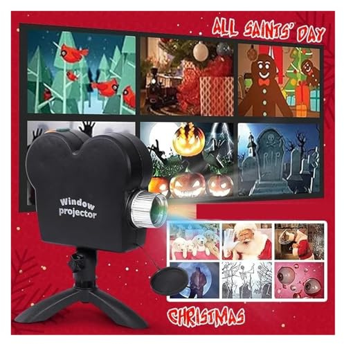 YXWYXWA Proyector Light, Halloween Holográfico Proyector navideño Ventana de Halloween Proyector de la Pared de la Pared del proyector, 12 FX Animated Movies Proyection, Convierte Sus Ventanas en