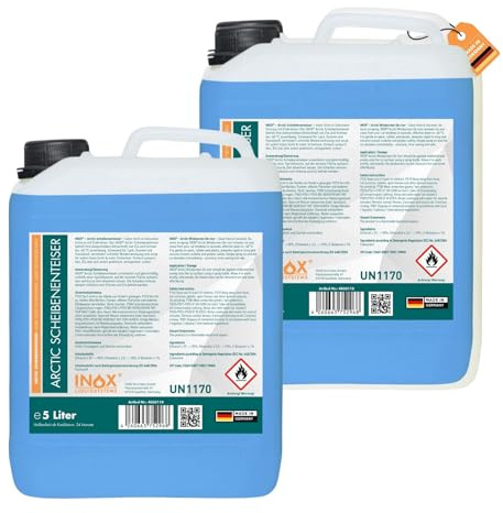 INOX® - Schnell wirkender Scheibenenteiser 2x5l | Effektiver Scheibenenteiser Nachfüller | Scheiben Enteisen ohne Kratzen | Schlierenfreies Scheibenenteisen | Wirksam bis -40 Grad