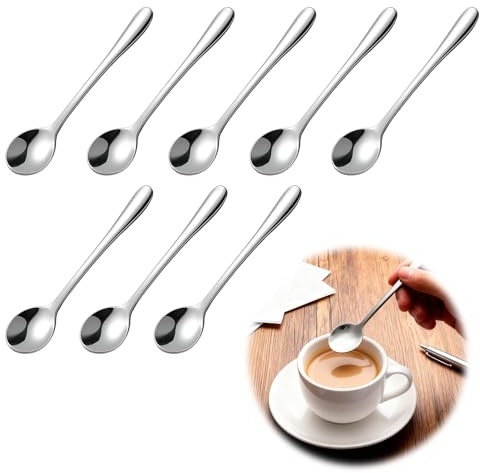 Ruvan 8 Pcs Cuillères À Café Expresso, Mini Cuillères En Acier Inoxydable 7,5 Cm, Pour Pots À Épices, Sel, Miel, Café, Design Simple Et Élégant