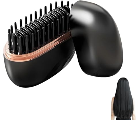 KUIRUNRX® Cepillo Alisador Pelo, Peine Alisador De Cabello De Calentamiento De 3 Niveles Rápido Inalambrico, Plancha de Pelo Portátil para Viaje para Todo Tipo de, Elimina El Encrespamiento