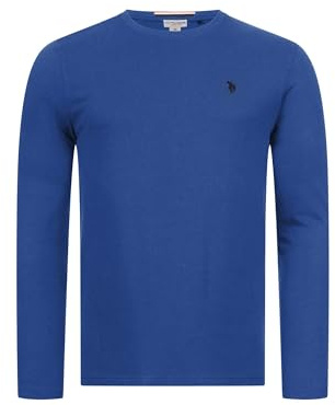 U.S. POLO ASSN. Herren Shirt (M-3XL) Basic Langarm Rundhals Longsleeve Casual Oberteil P003 - Blau-Navy Größe L - Gr. L