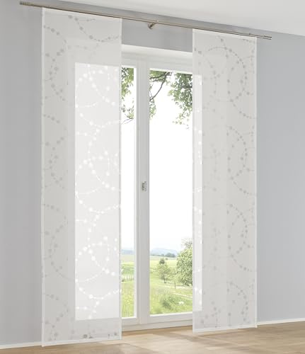Kutti Schiebegardine Schiebevorhang Raumtrenner Cadena Kreise Ausbrenner mit Paneelwagen B 60 x H 225 cm (2 STK)