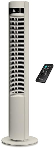 Duux Ventilador de torre Elevate – 26 Velocidades, 80° Oscilación, Sólo 25 dB, ionizador, temporizador (1–12h), modo de suspensión, táctil y control remoto – Ventilador silencioso para dormitorio