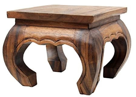 Opiumtisch Hellbraun - 35 cm Thailand Beistelltisch Hocker Nachttisch Pflanzenhocker asiatischer Tisch Akazienholz Inkl. Südostasien Bildband als PDF Datei