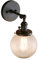 PathsOn Industrielle moderne Wandleuchten, Vintage-/Retro-Stil, für Loft-Bar, Küchenleuchter, Lampenfassung mit geriffeltem Globus, klarer Glas-Lampenschirm, 15 cm, Schwarz