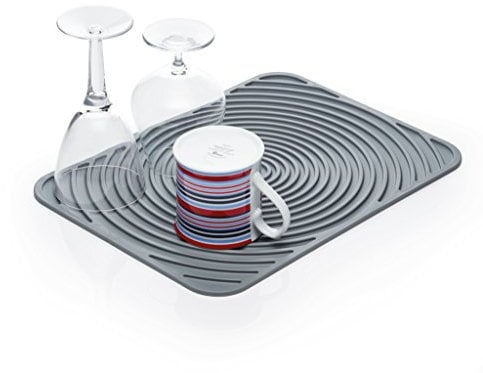 KitchenCraft Flexible Thermoplastic Rubber Dish Drying Mat, 3 x 4 cm (12 x 15.5) - Grey