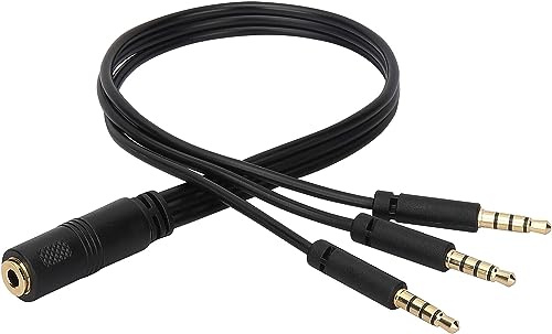 zdyCGTime 4poliges 3,5mm 1/8 Zoll weiblich bis 3 3,5mm männlich Kopfhörermikrofon und Stereo Audio Y Splitter kabel,Adapter für Smartphone an Lautsprecher.(30cm/1Stück)