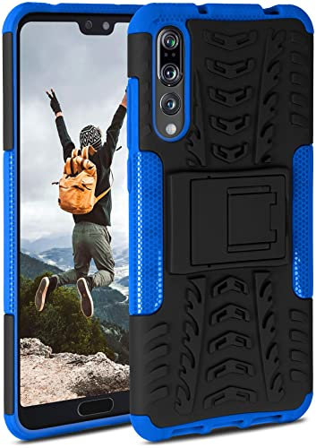 ONEFLOW Tank Case für Huawei P20 Pro Hülle Outdoor, stabile Panzerhülle mit Kamera und Display Schutz, sichere Handyhülle, TPU Handy Schutzhülle mit Ständer, Blau Schwarz
