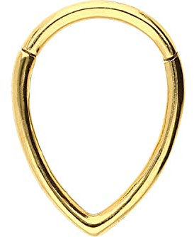 PIERCINGLINE Chirurgenstahl Clicker Tropfen Piercing Septum Tragus Helix goldfarben 8 mm