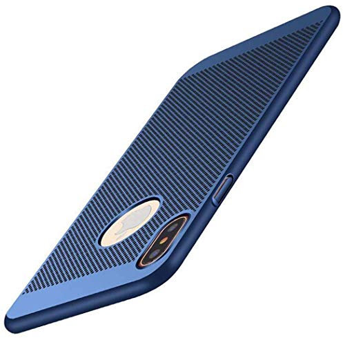 Case for iPhone XS Max Cover, Ultra-thin Bumper Hard PC Shockproof Anti-Scratch Sweatproof case [Breathable] Mesh Hole Heat Dissipating for iPhone XS Max - Blue