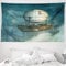 ABAKUHAUS Steampunk Wandteppich und Tagesdecke, futuristisch Airship aus Weiches Mikrofaser Stoff Waschbar ohne Verblassen Digitaldruck, 230 x 140 cm, Blau Tan