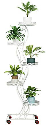 Fayelong Blumenregal Blumentreppe Pflanzentreppe Pflanzregal Blumenständer mit Bremsbaren Rädern Drinnen Draußen Eisen Garten Terrasse Zuhause 3-5 Stufen (5 Stufen)