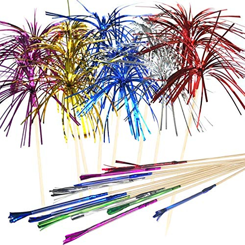 Allazone 120 PCS, 23CM Feu D'artifice Bambou Bois Bâton de Cocktail pour La Décoration de Gâteaux, Articles de Fête, Décoration de Noël