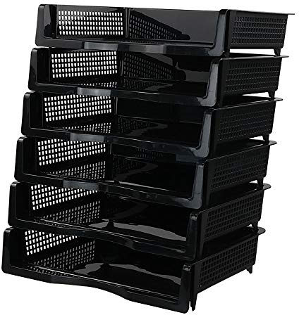 Gitany 6-tier Desk Trays A4 Stackable, Black Letter Tray Organiser