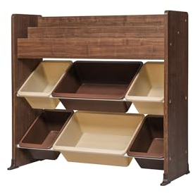 Iris Ohyama, Spielzeugregal, Möbel, Kinderbibliothek, Organizer, SpielBoxen, Bücher /6 herausnehmbare Plastikkisten, Spielzimmer, Schlafzimmer - Kids Toy Rack - ETHR-26 - Braun