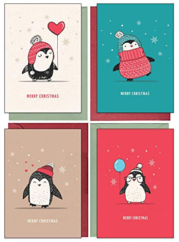 40 umweltfreundliche Weihnachtskarten mit Pinguine