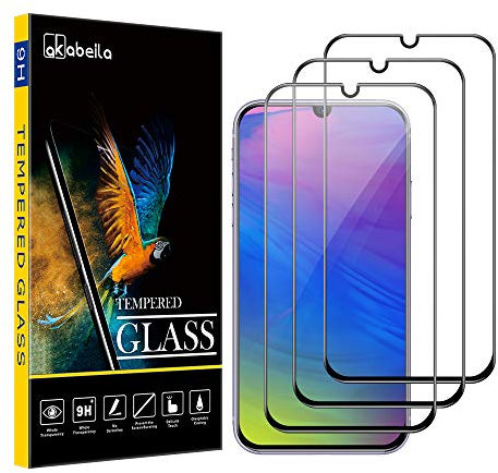 AKABEILA Samsung A70 Schutzfolie, Kompatibel für Samsung Galaxy A70 Schutzfolie 3 Stück Vollständige Abdeckung HD Anti-Bläschen 9H Härte Displayschutzfolie, Schwarz