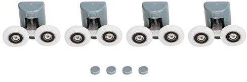 4Pcs Rulli per Box Doccia, Ruota Della Porta Della Doccia da 5-6 mm, con Guide per Pulegge, Cuscinetti Box Doccia per Sostituire i Rulli Nel Bagno di Famiglia (Doppia Ruota)