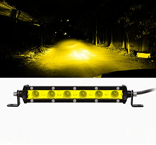 RIGIDON 7 Zoll 18cm 30W slim gelb Led lichtleiste kfz, 12V 24V led flutlichtstrahler flutstrahler offroad beleuchtung für Auto SUV ATV, Traktor, LKW, Fahrzeuge 4x4, 3000K led nebelscheinwerfer