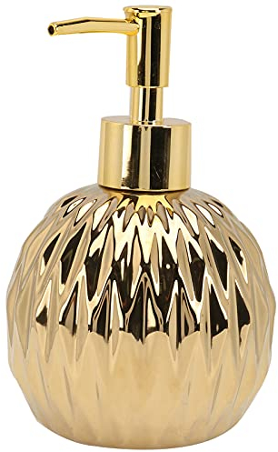 Cabilock Seifenspender Keramik Nachfüllbar Pumpflasche Pumpspender Lotionspender Flüssigseifenspender für Geschirrspülmittel Ätherisches Öl Shampoo Lotion Foundation 400ml Golden