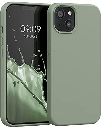 kwmobile Case Compatible with Apple iPhone 13 Case - TPU Silicone Phone Cover with Soft Finish - Gray Green