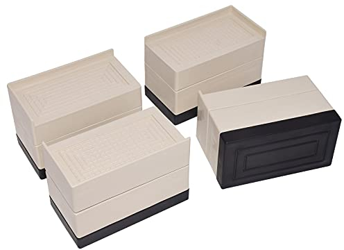 Lot de 4 rehausseurs de lit réglables, 7,6 cm, antidérapants et robustes pour lit, table, chaise, canapé, bureau (abricot rectangulaire)