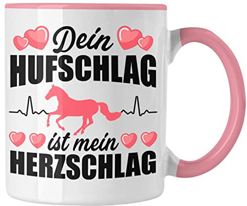 Trendation - Pferde Tasse Geschenk Mädchen Spruch Reiten Geschenke Pferd Kaffeetasse für Reiterin Pferdeflüsterer Erwachsene (Rosa)
