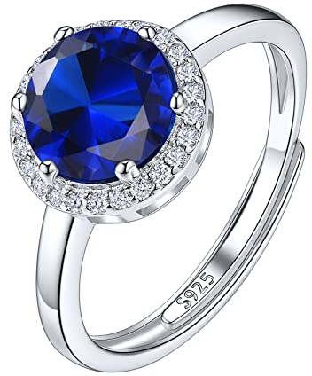 Suplight Damen Ringe aus 925 Sterling Silber Kristall Fingerring mit Geburtsstein September in Rundschnittform Zirkonia Damenring Synthetischer Saphir