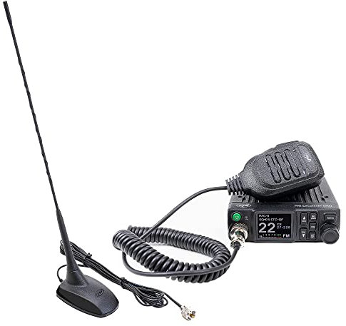 CB PNI Escort HP 8900 ASQ Radio CB, antenna 12-24V + CB PNI Extra 48 con base magnetica, alimentazione 12V / 24V, guadagno RF, Roger Beep, CTCSS-DCS, doppio orologio
