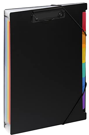 Viquel - Ordnungsmappe, ausziehbar, 6 Positionen, A4, mit Klemmbrett – Ordnungsmappe Rainbow Class Clip Case – Schwarz